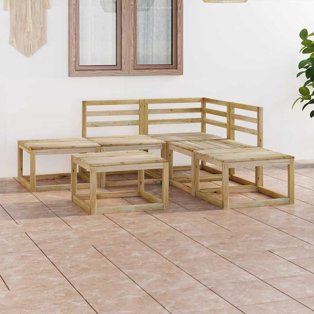 Set Divani da Giardino 6 pz in Legno di Pino Impregnato Verde vidaXL