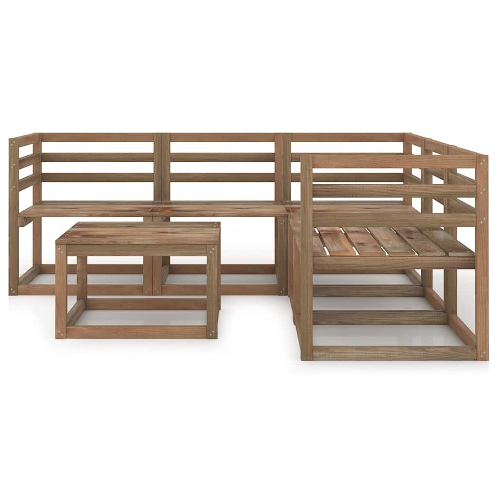 Set Salotto da Giardino 6pz in Legno di Pino Impregnato Marrone vidaXL