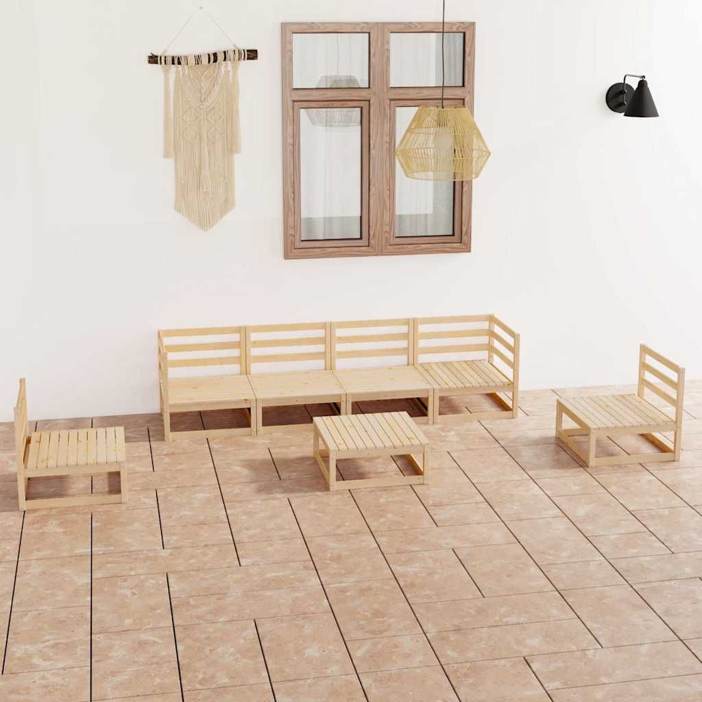 Set Divani da Giardino 7 pz in Legno Massello di Pino vidaXL