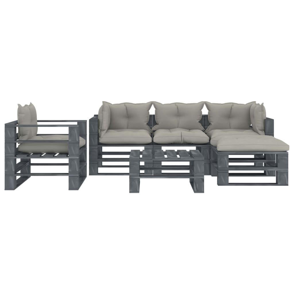 Set Divani da Giardino su Pallet 6 pz Cuscini Talpa in Legno vidaXL