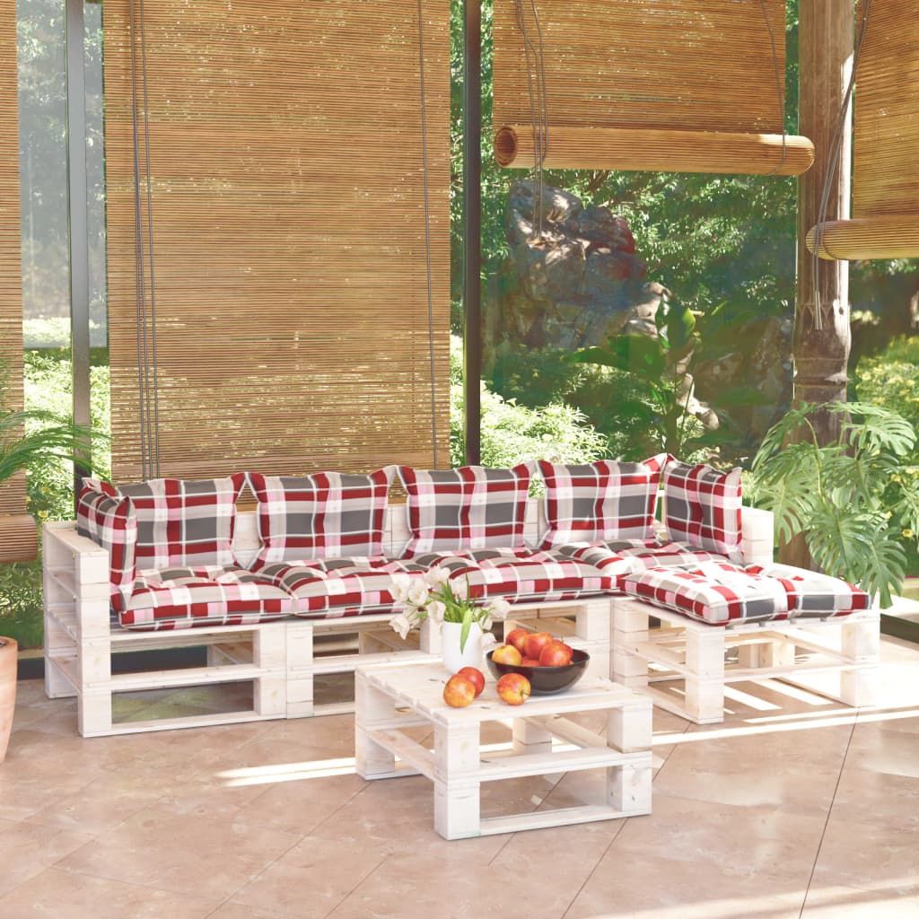 Set Salotto Giardino su Pallet Cuscini 6 pz in Legno di Pino vidaXL
