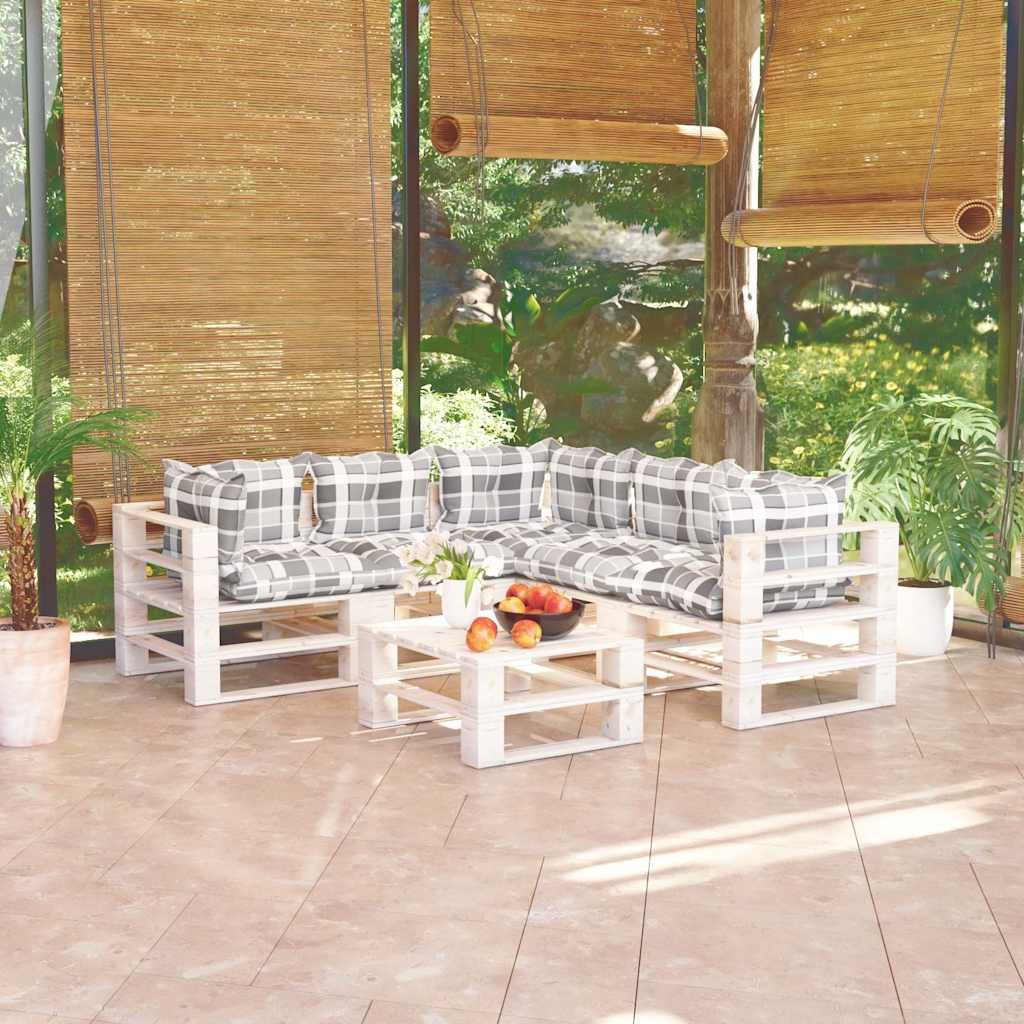 Set Divani da Giardino Pallet 6 pz con Cuscini in Legno di Pino vidaXL