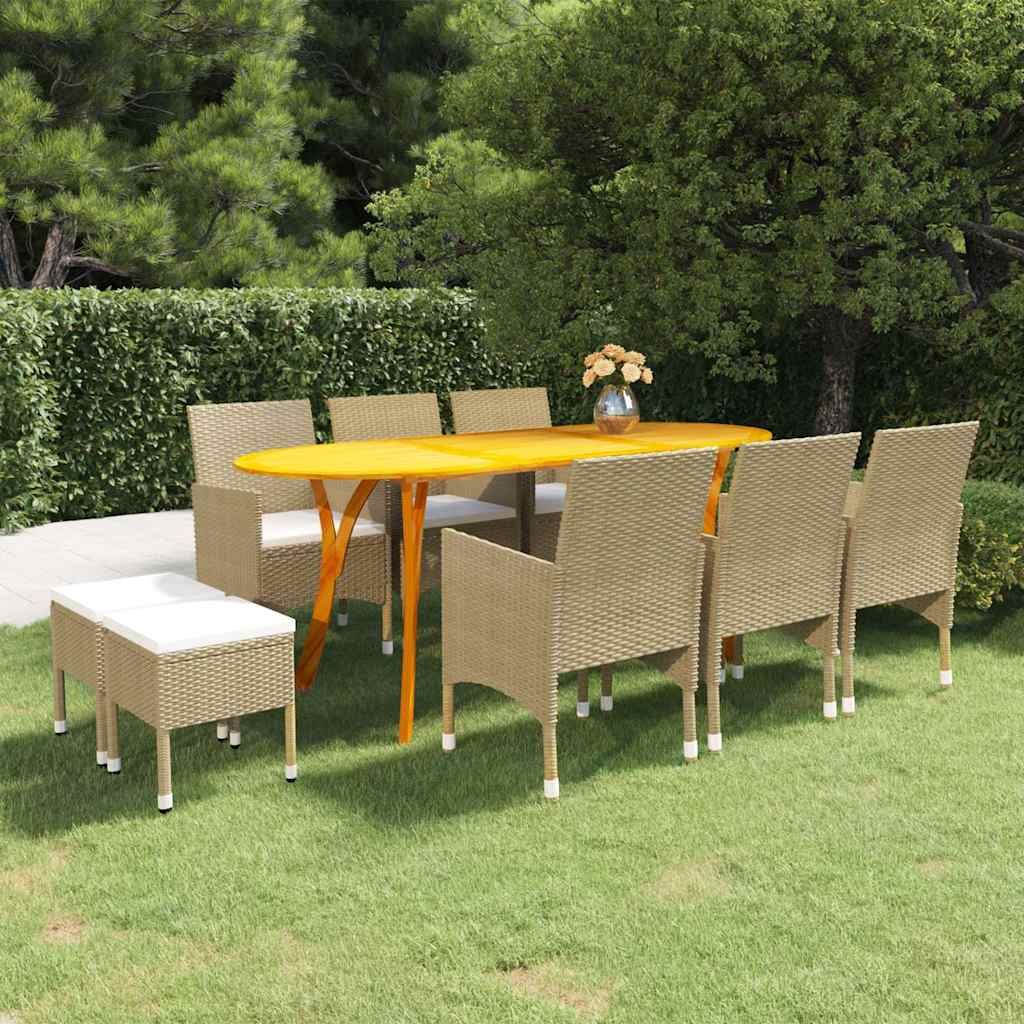 Set Mobili da Pranzo per Giardino 9 pz Beige vidaXL