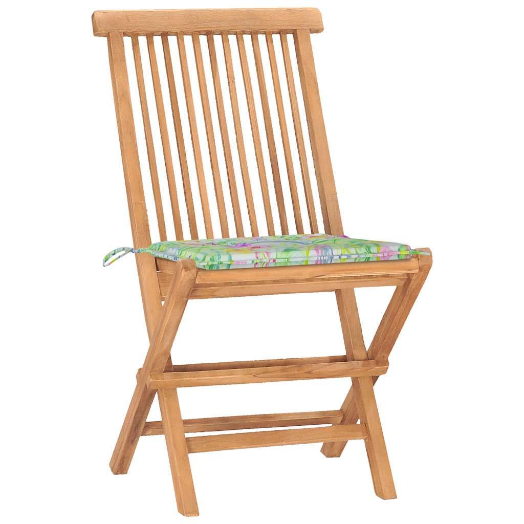 Set da Pranzo Giardino Pieghevole 3 pz Cuscino Massello di Teak vidaXL
