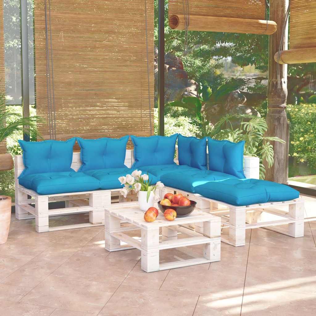 Set Salotto Giardino su Pallet Cuscini 6 pz in Legno di Pino vidaXL