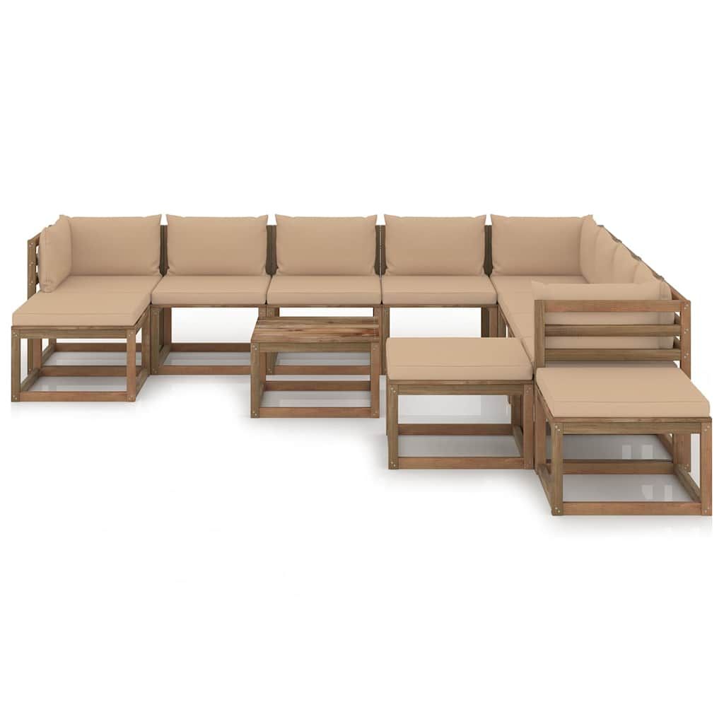 Set Divani da Giardino 12 pz con Cuscini Beige vidaXL