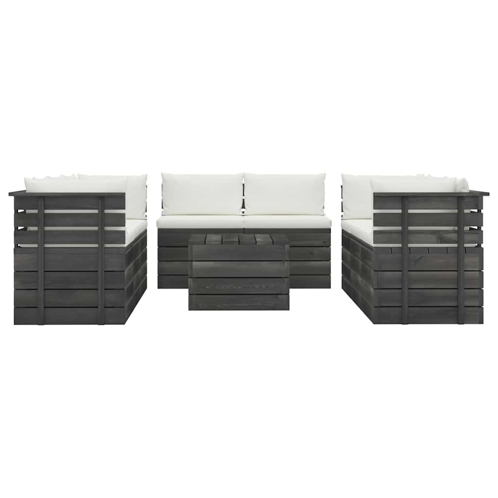Set Divani da Giardino su Pallet 9 pz con Cuscini Massello Pino vidaXL