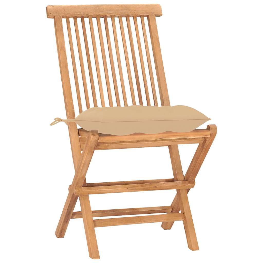 Set da Pranzo Giardino Pieghevole 3 pz Cuscino Massello di Teak vidaXL