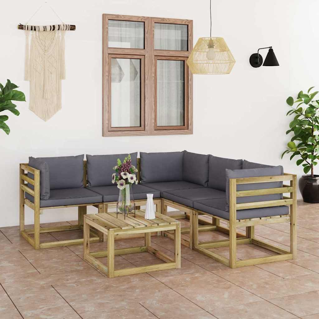 Set Divani da Giardino 6 pz con Cuscini Antracite vidaXL