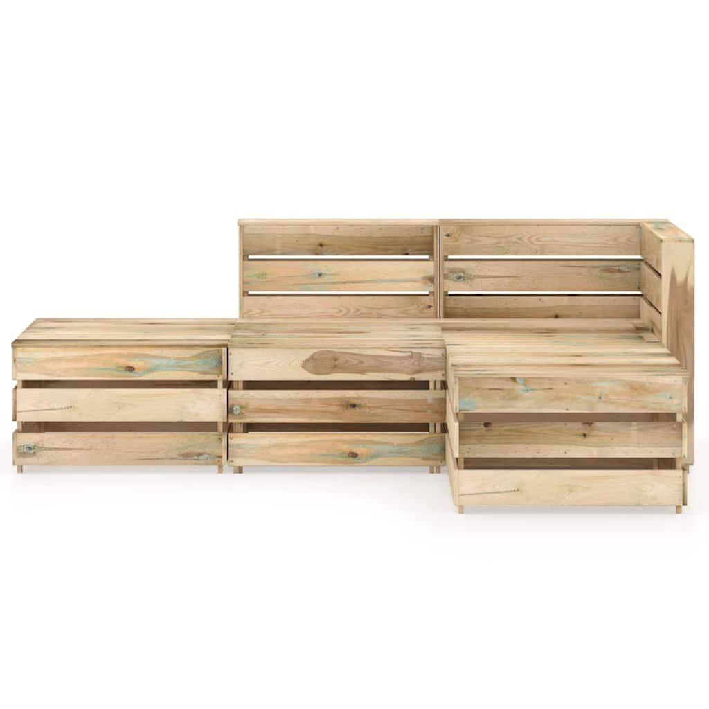 Set Salotto da Giardino 4 pz in Legno di Pino Impregnato Verde vidaXL