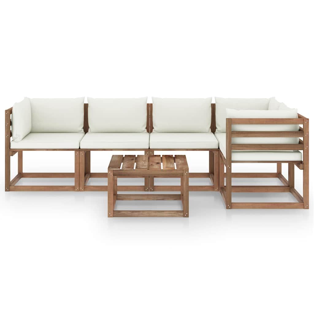Set Salotto Giardino Pallet con Cuscini 6 pz in Pino Impregnato vidaXL