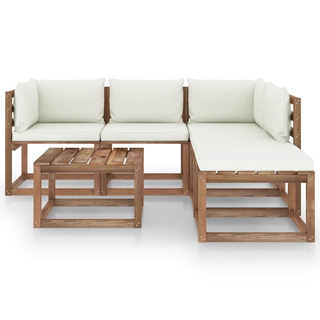 Set Salotto Giardino Pallet con Cuscini 6 pz in Pino Impregnato vidaXL