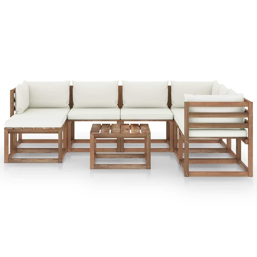 Set Divani da Giardino 8 pz con Cuscini Crema vidaXL