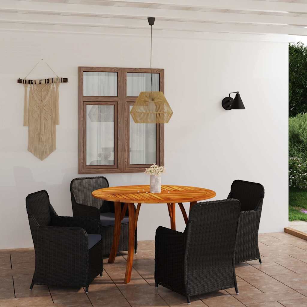 Set Mobili da Pranzo per Giardino 5 pz Nero vidaXL