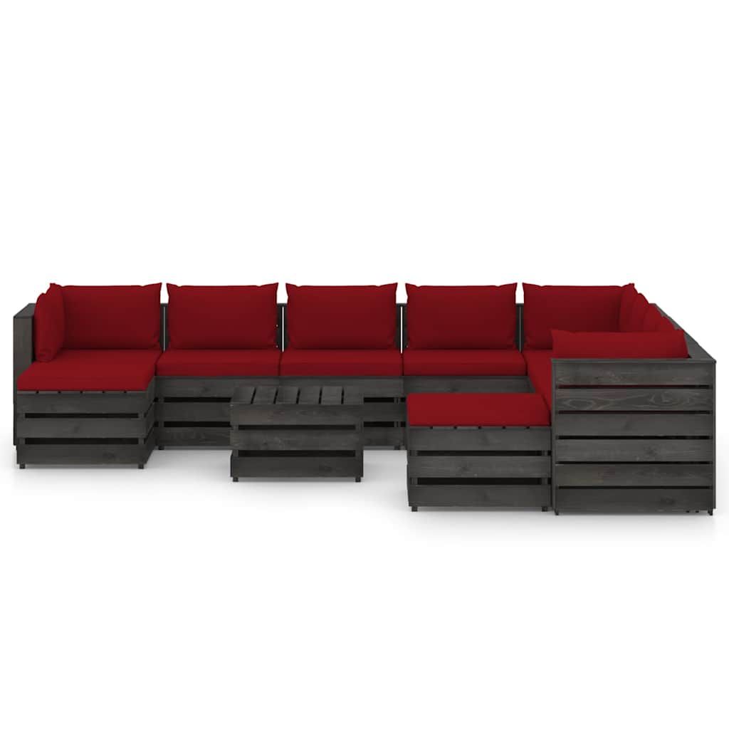 Set Divani da Giardino con Cuscini 11pz Legno Impregnato Grigio vidaXL