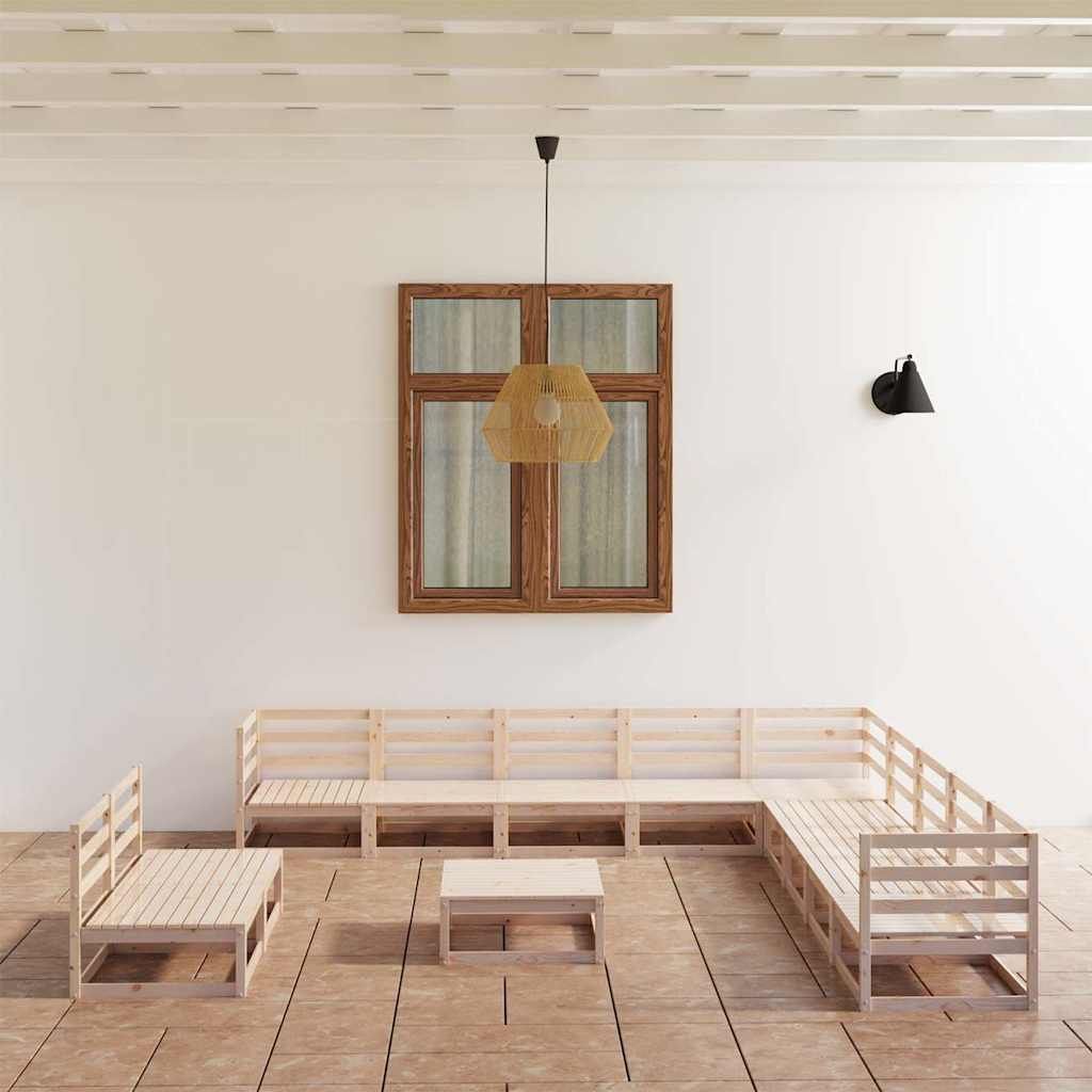 Set Divani da Giardino 12 pz in Legno Massello di Pino vidaXL