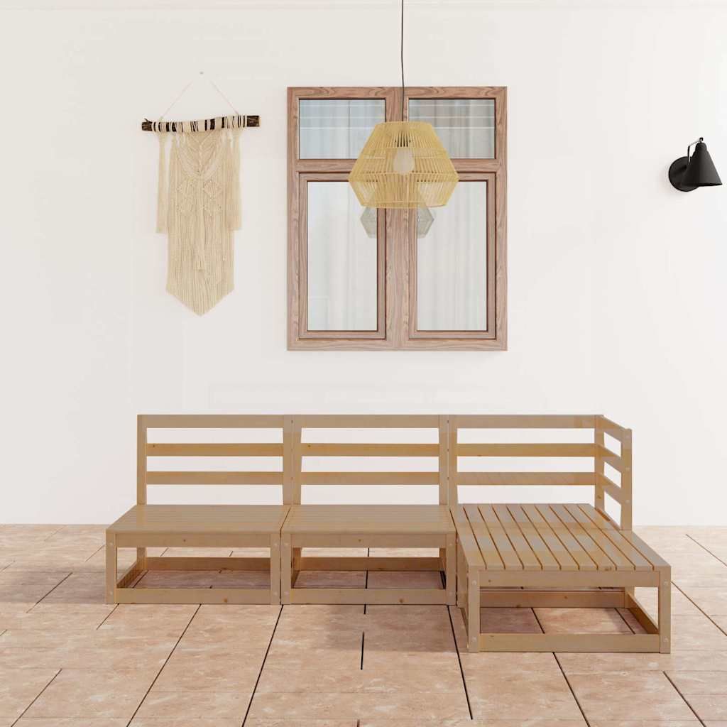 Set Salotto da Giardino 4pz Marrone Ambra Legno Massello Pino vidaXL