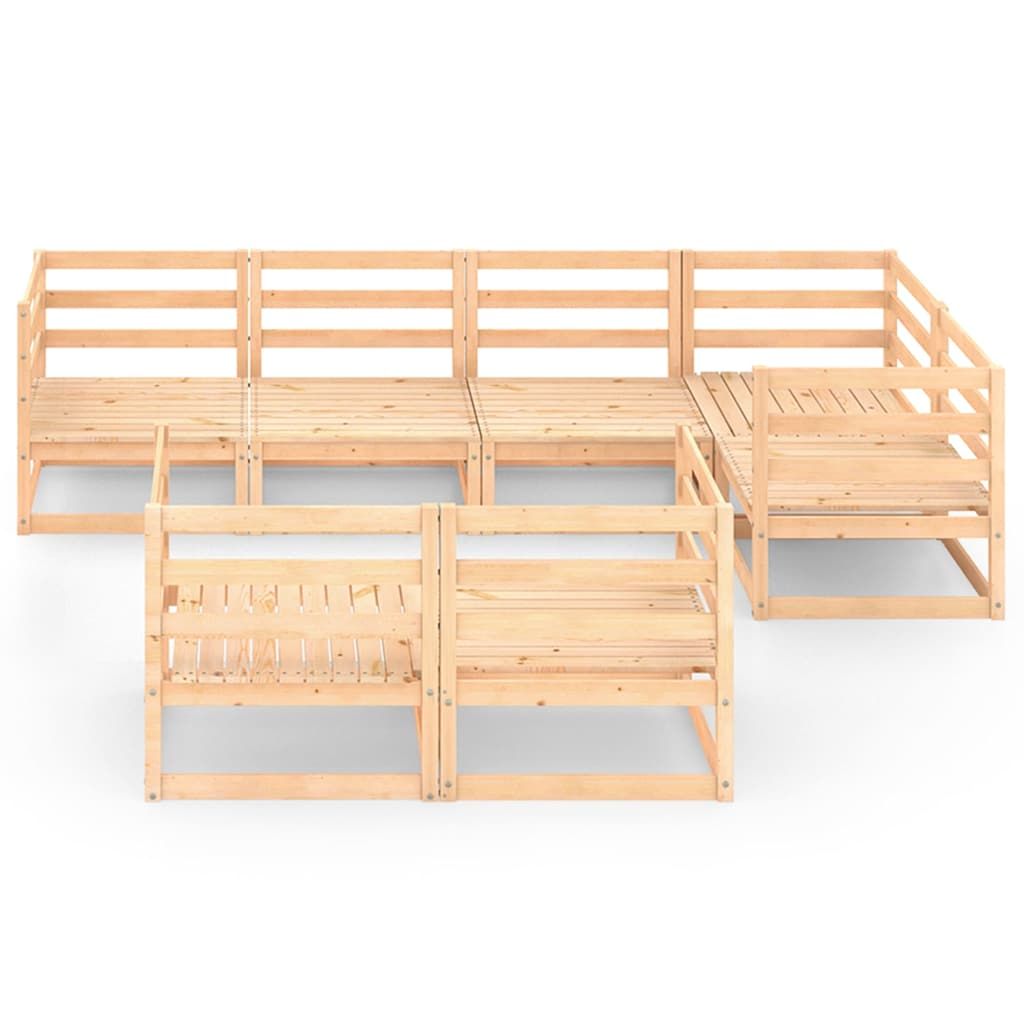 Set Divani da Giardino 7 pz in Legno Massello di Pino vidaXL