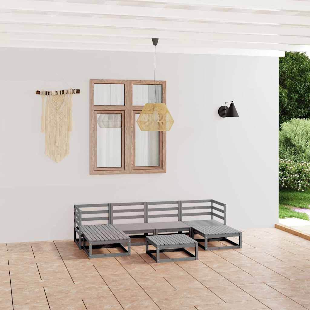 Set Divani da Giardino 7 pz in Legno Massello di Pino vidaXL