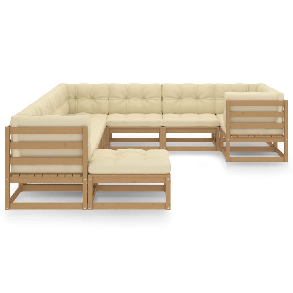 Set Salotto Giardino e Cuscini 10 pz Legno Massello Pino Ambra vidaXL