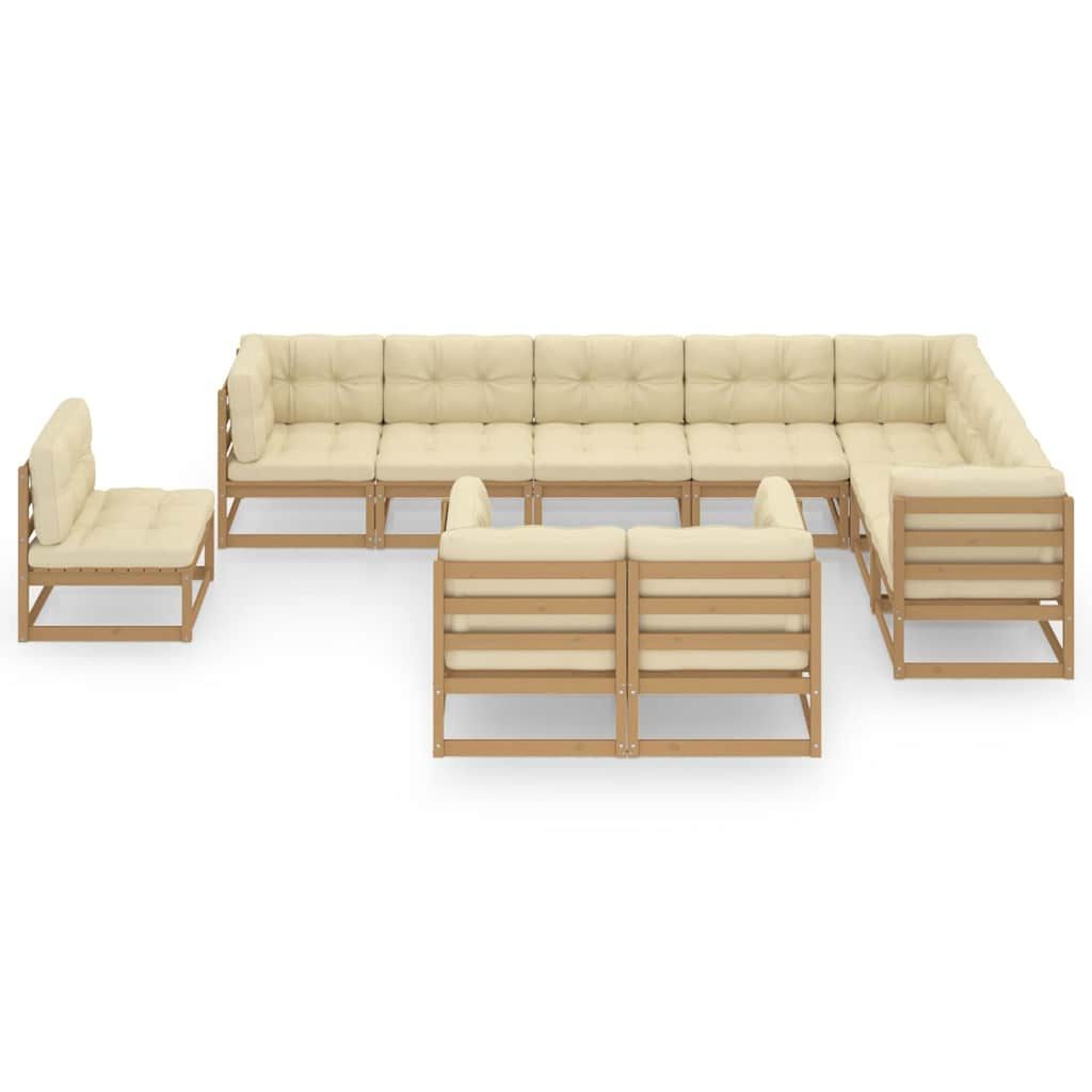 Set Salotto Giardino e Cuscini 10 pz Legno Massello Pino Ambra vidaXL