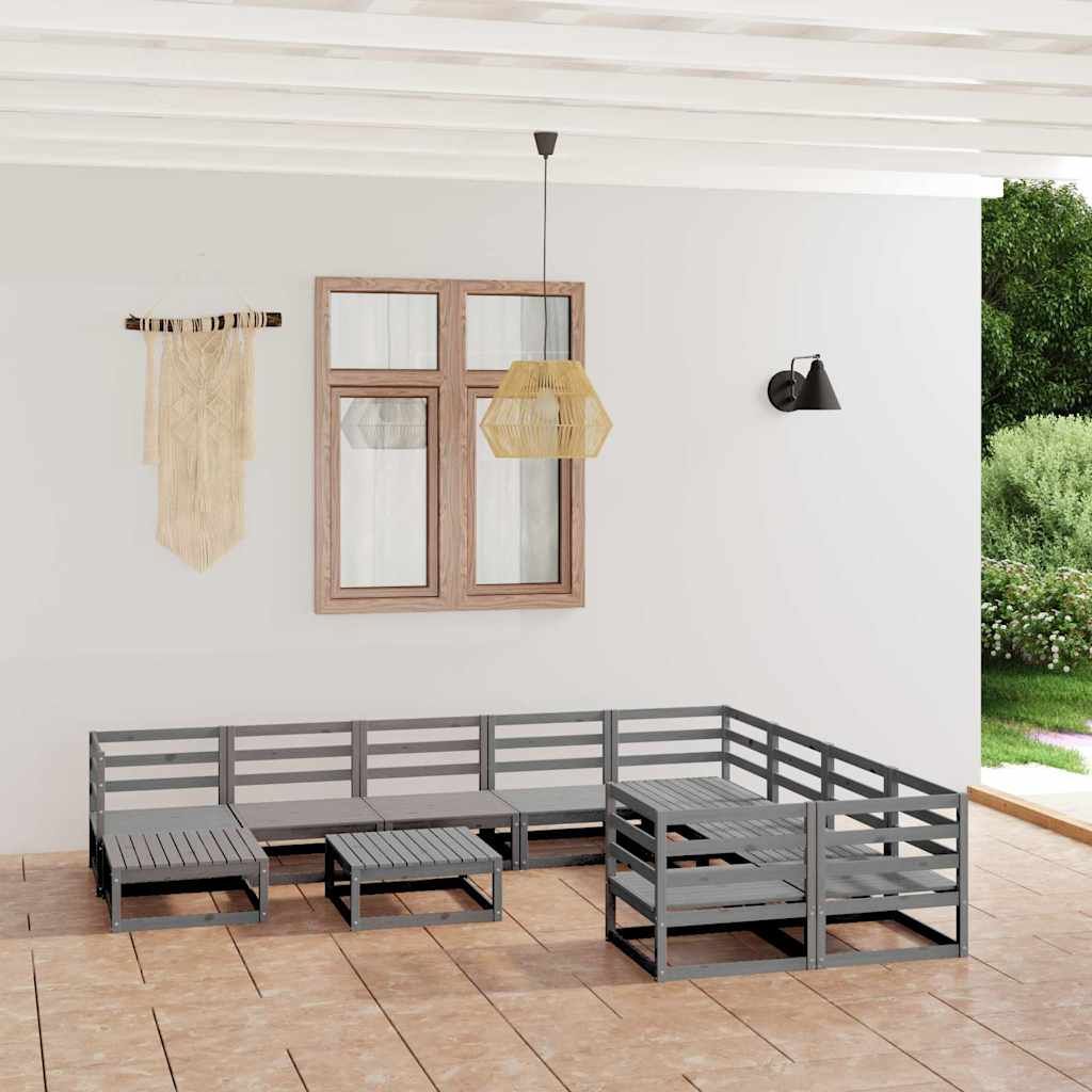 Set Divani da Giardino 11 pz in Legno Massello di Pino vidaXL
