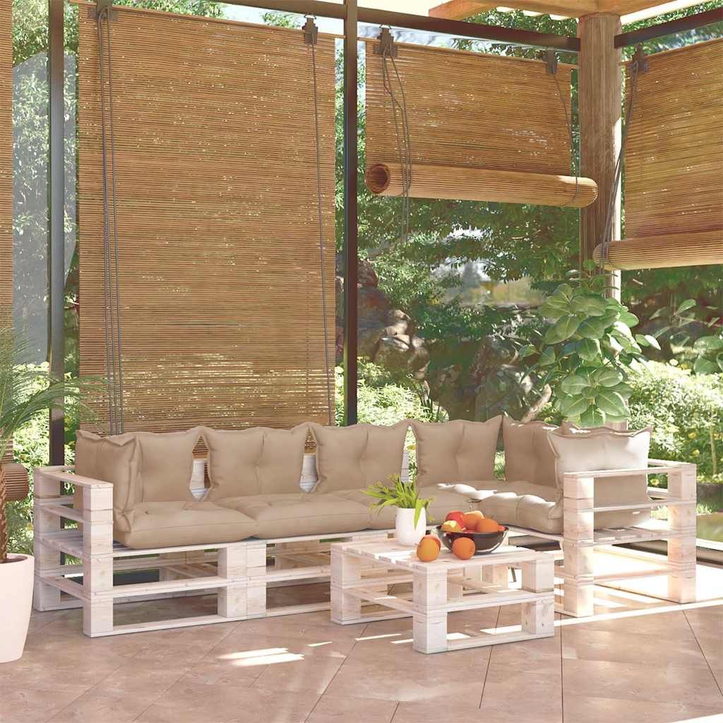 Set Divani da Giardino Pallet 6 pz con Cuscini in Legno di Pino vidaXL