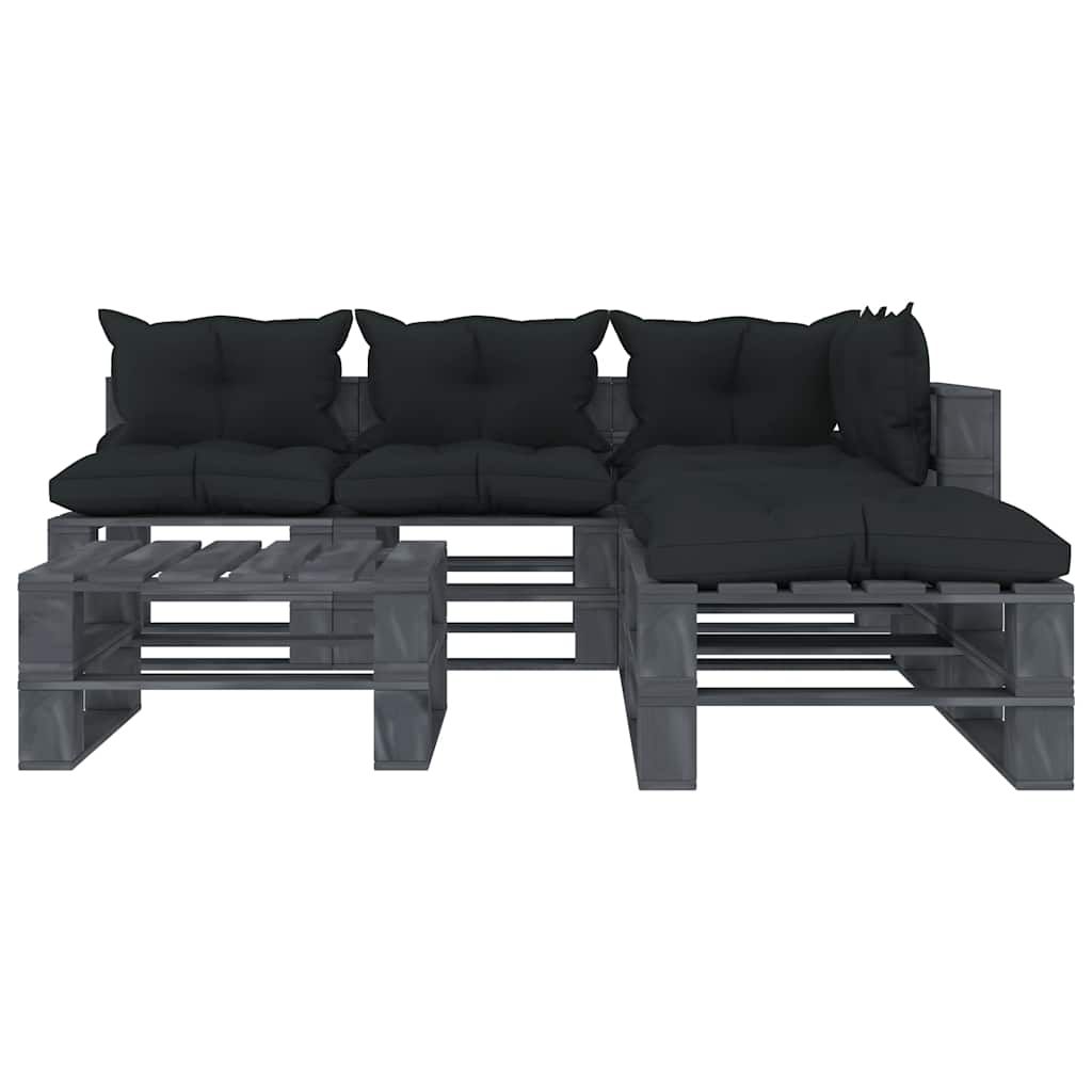 Set Divani da Giardino su Pallet 6pz Cuscini Antracite in Legno vidaXL