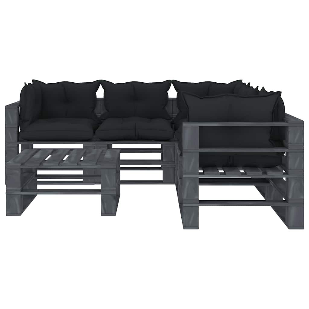 Set Divani da Giardino su Pallet 6pz Cuscini Antracite in Legno vidaXL