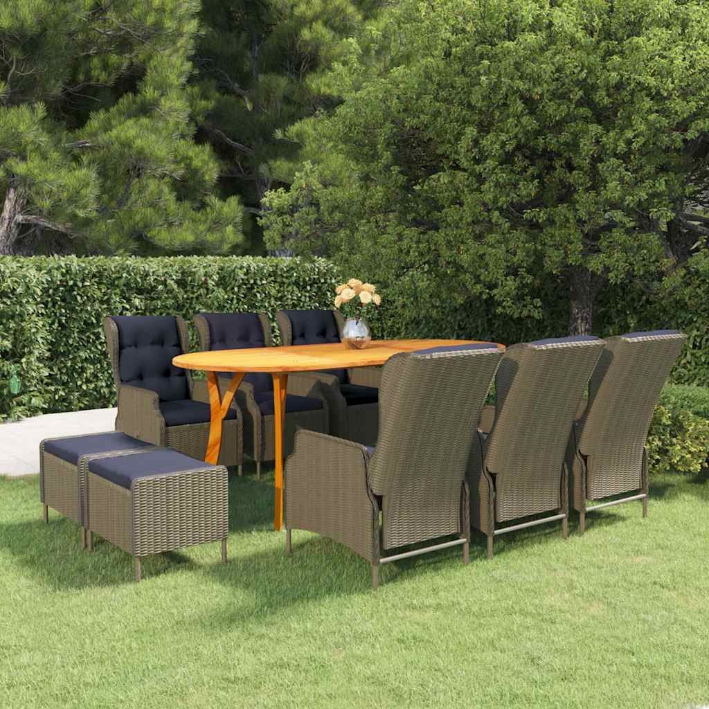 Set Mobili da Pranzo per Giardino 9 pz Marrone vidaXL