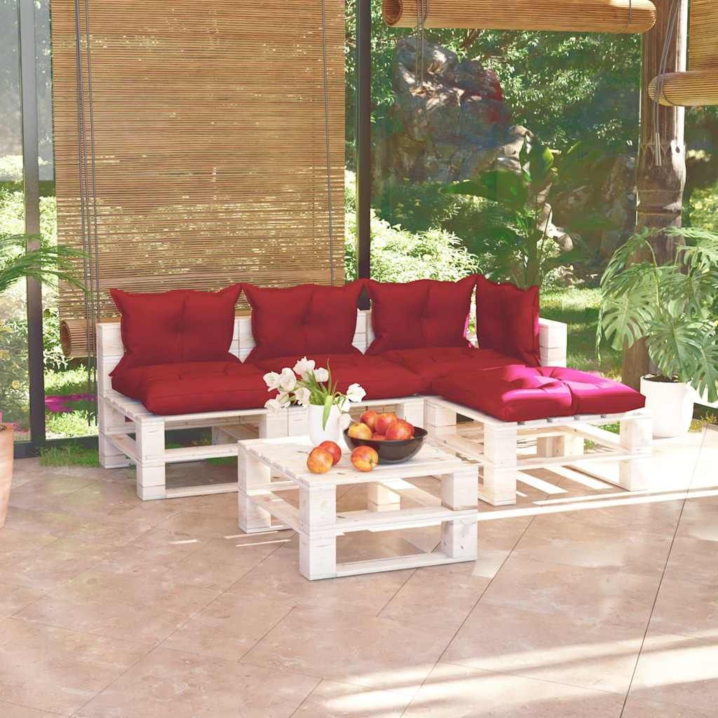 Set Salotto Giardino su Pallet Cuscini 5 pz in Legno di Pino vidaXL