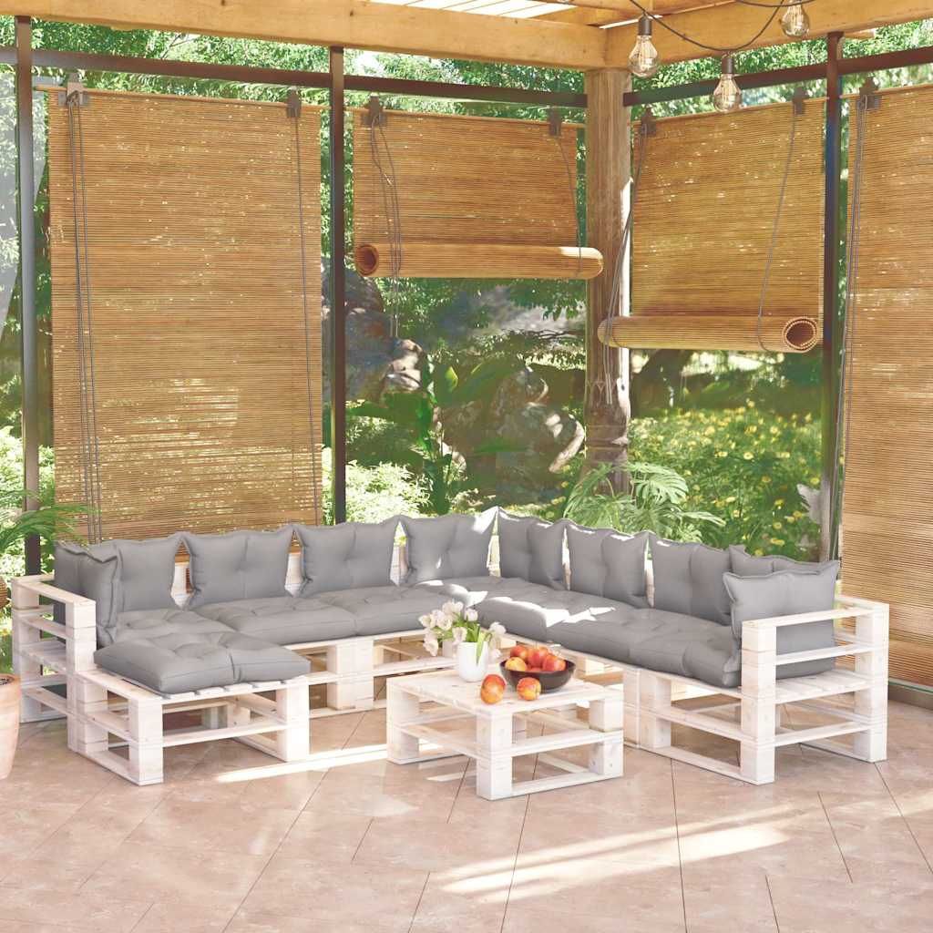 Salotto da Giardino in Pallet 9 pz e Cuscini in Legno di Pino vidaXL
