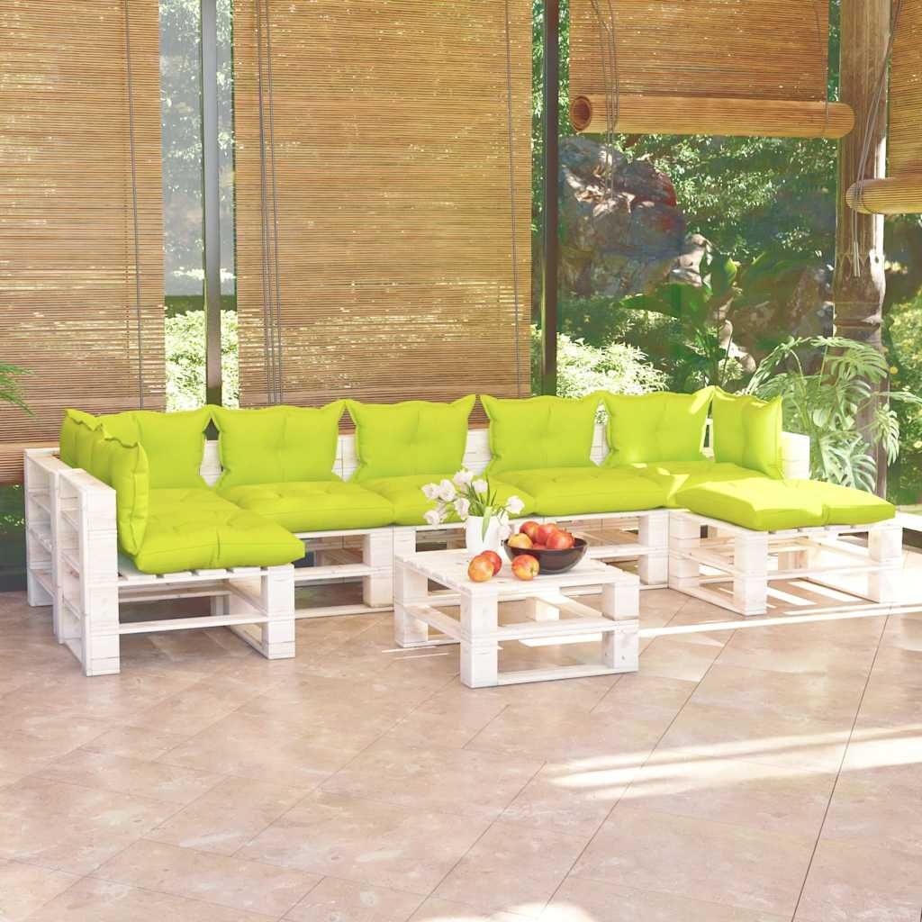 Salotto da Giardino su Pallet 8 pz con Cuscini in Legno di Pino vidaXL