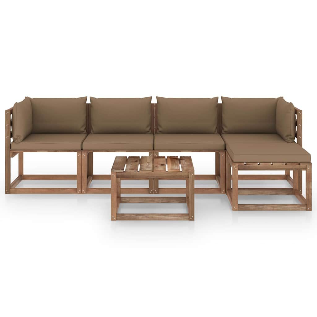 Set Salotto da Giardino 6 pz con Cuscini Tortora vidaXL