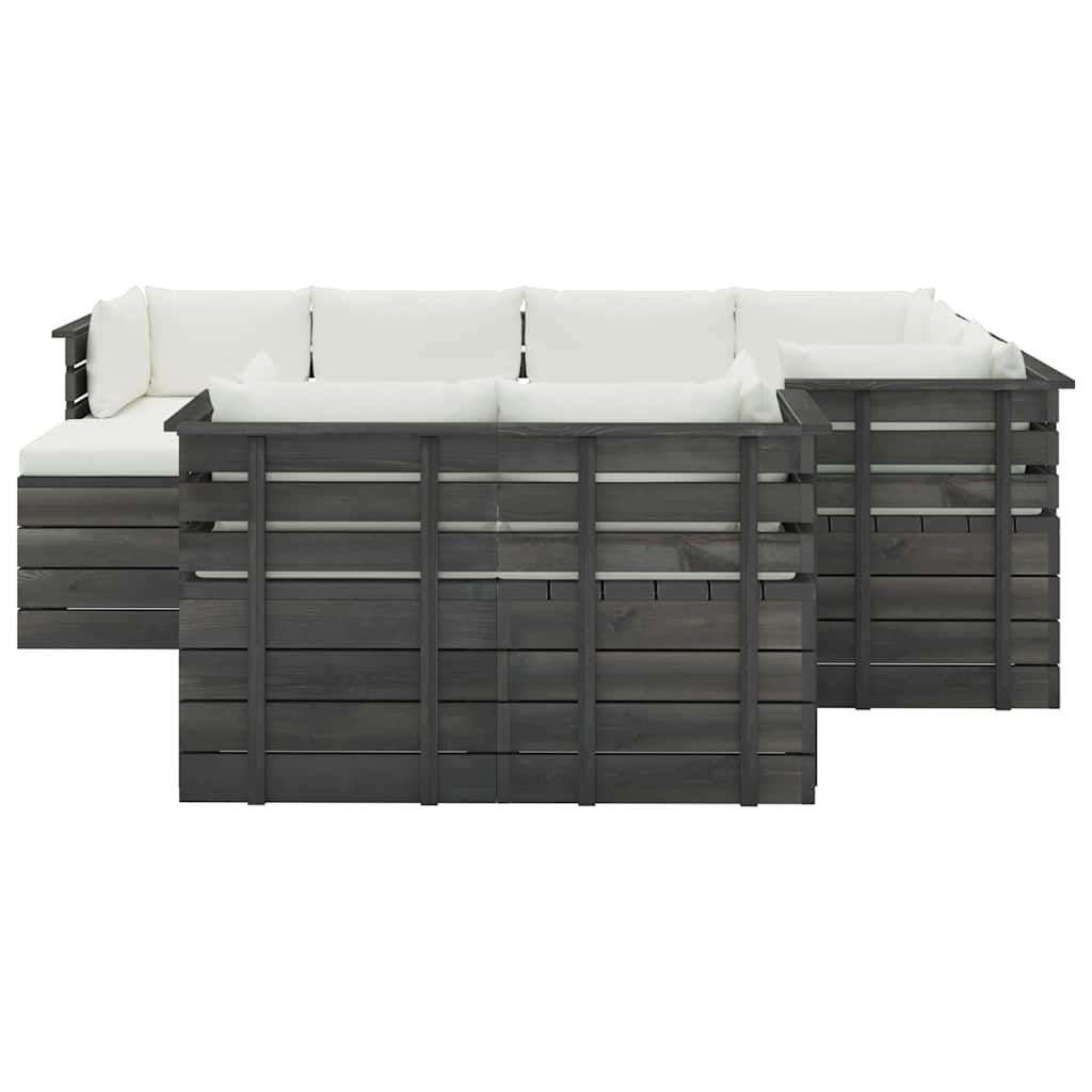 Set Divani da Giardino Pallet 10 pz con Cuscini Massello Pino vidaXL