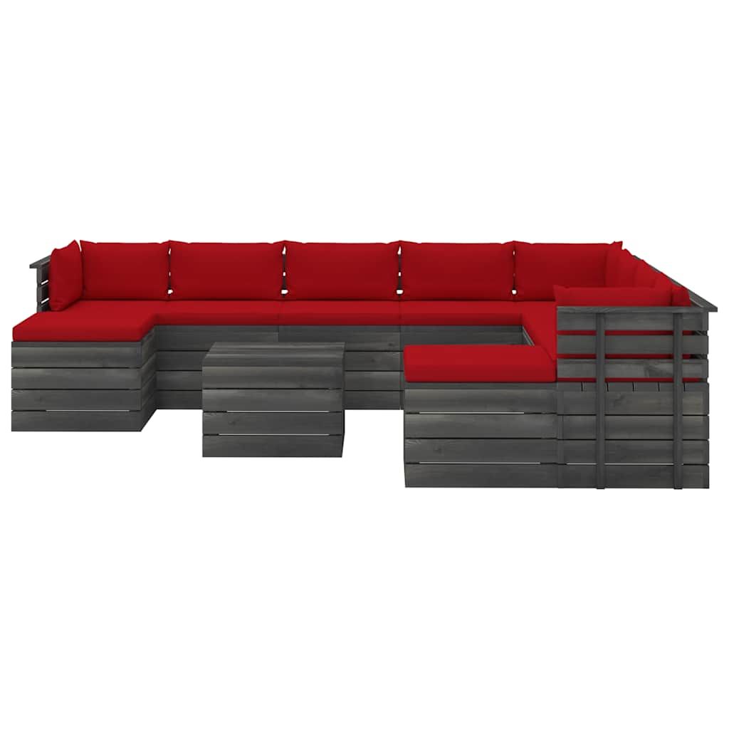 Set Divani da Giardino Pallet 11 pz con Cuscini Massello Pino vidaXL