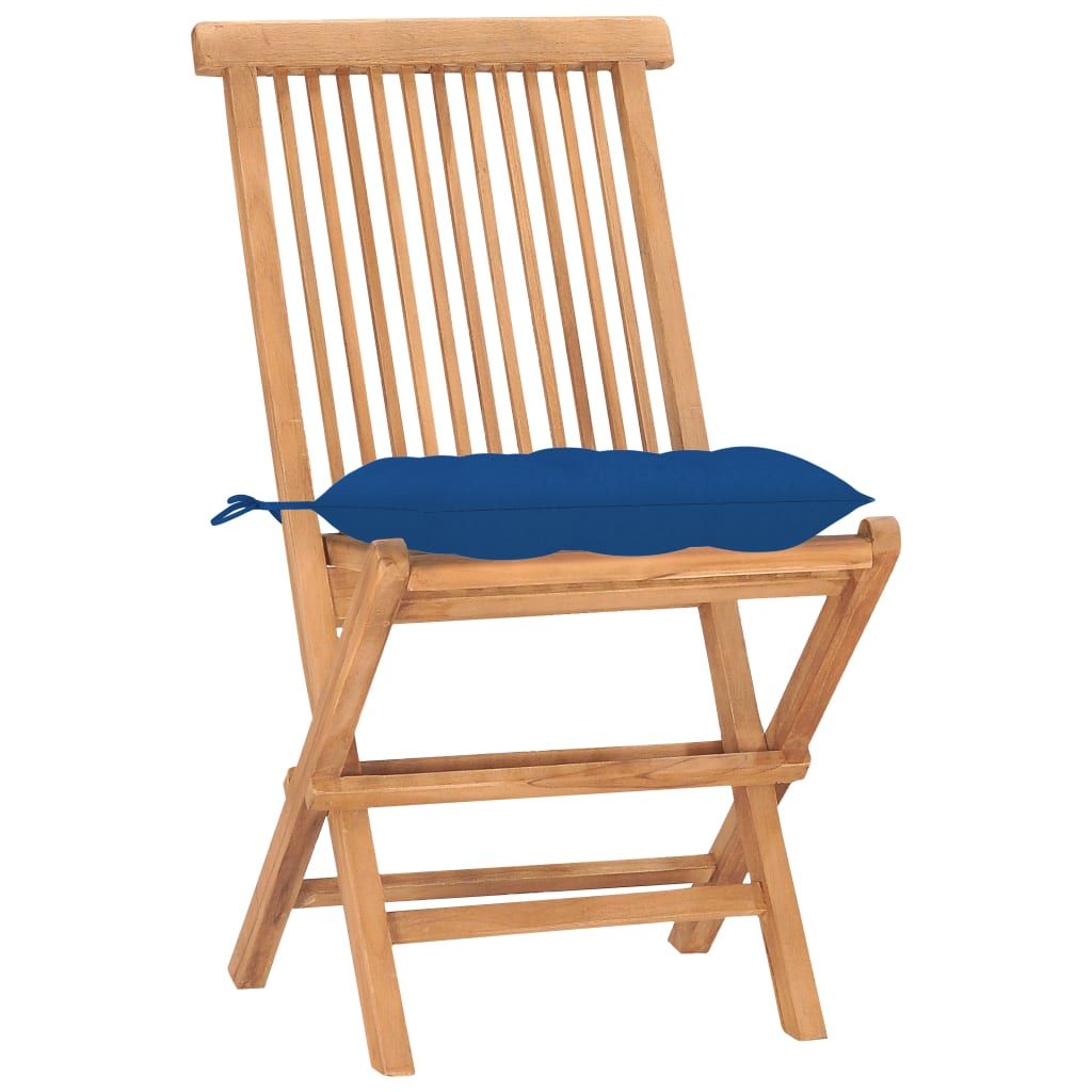 Set da Pranzo Giardino Pieghevole 3 pz Cuscino Massello di Teak vidaXL