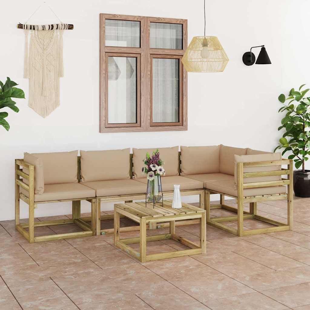Set Divani da Giardino 6pz con Cuscini Legno di Pino Impregnato vidaXL