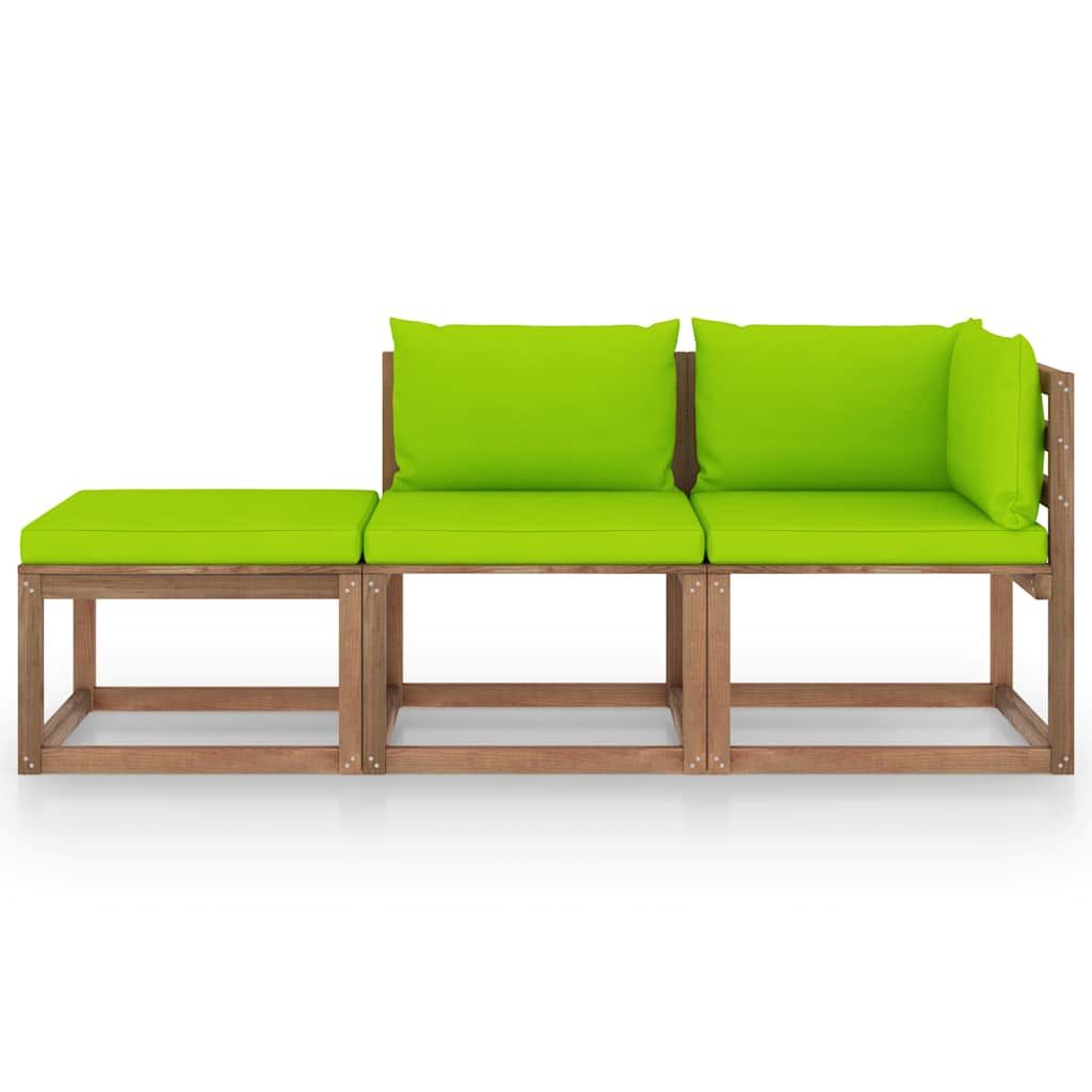 Set Salotto Giardino Pallet Cuscini 3 pz Legno Pino Impregnato vidaXL