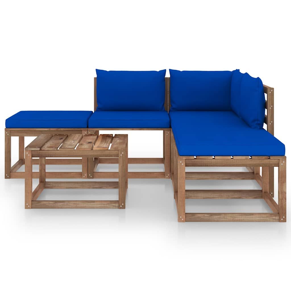 Set Salotto da Giardino 6 pz con Cuscini Blu vidaXL