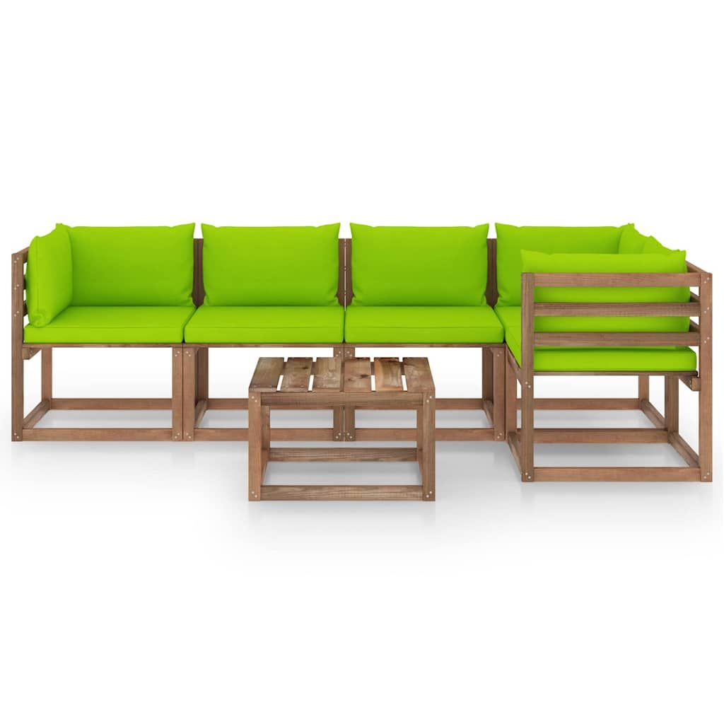 Set Salotto Giardino Pallet con Cuscini 6 pz in Pino Impregnato vidaXL