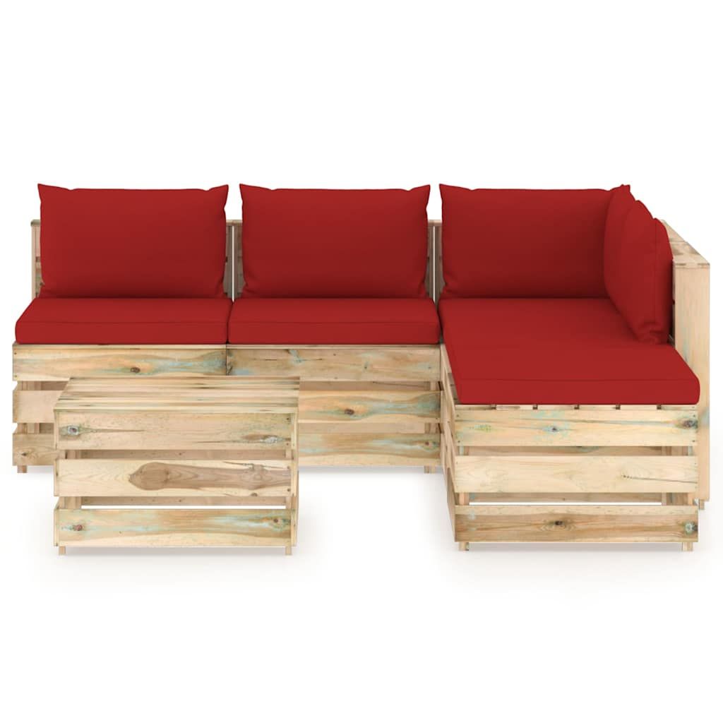 Set Salotto da Giardino con Cuscini 6 pz Legno Impregnato Verde vidaXL