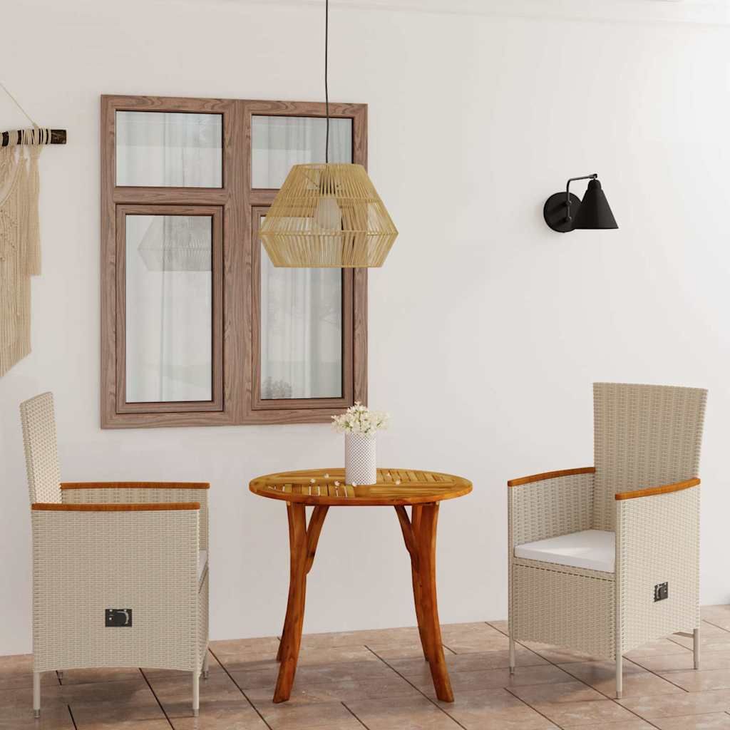 Set Mobili da Pranzo per Giardino 3 pz Beige vidaXL