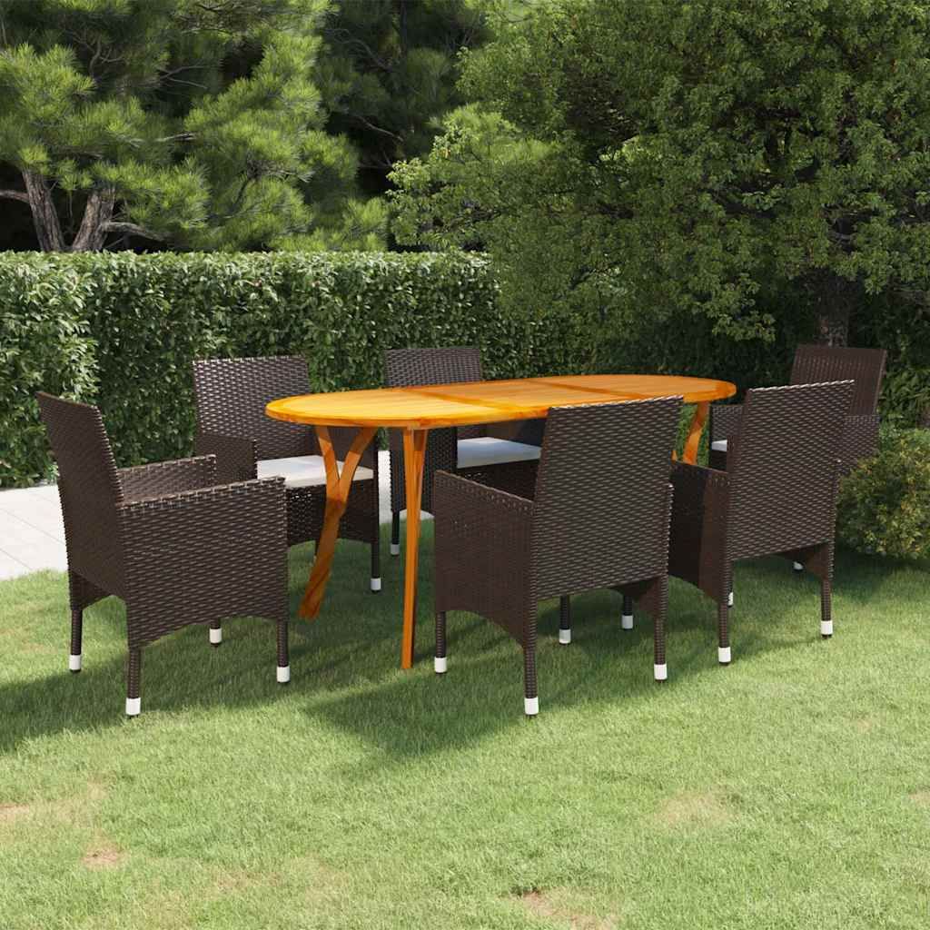 Set Mobili da Pranzo per Giardino 7 pz Marrone vidaXL