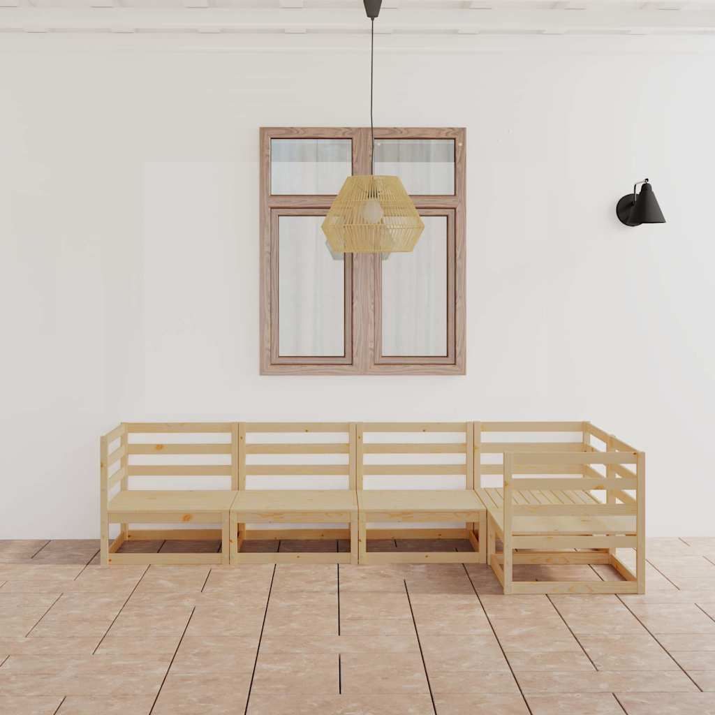 Set Divani da Giardino 5 pz in Legno Massello di Pino vidaXL