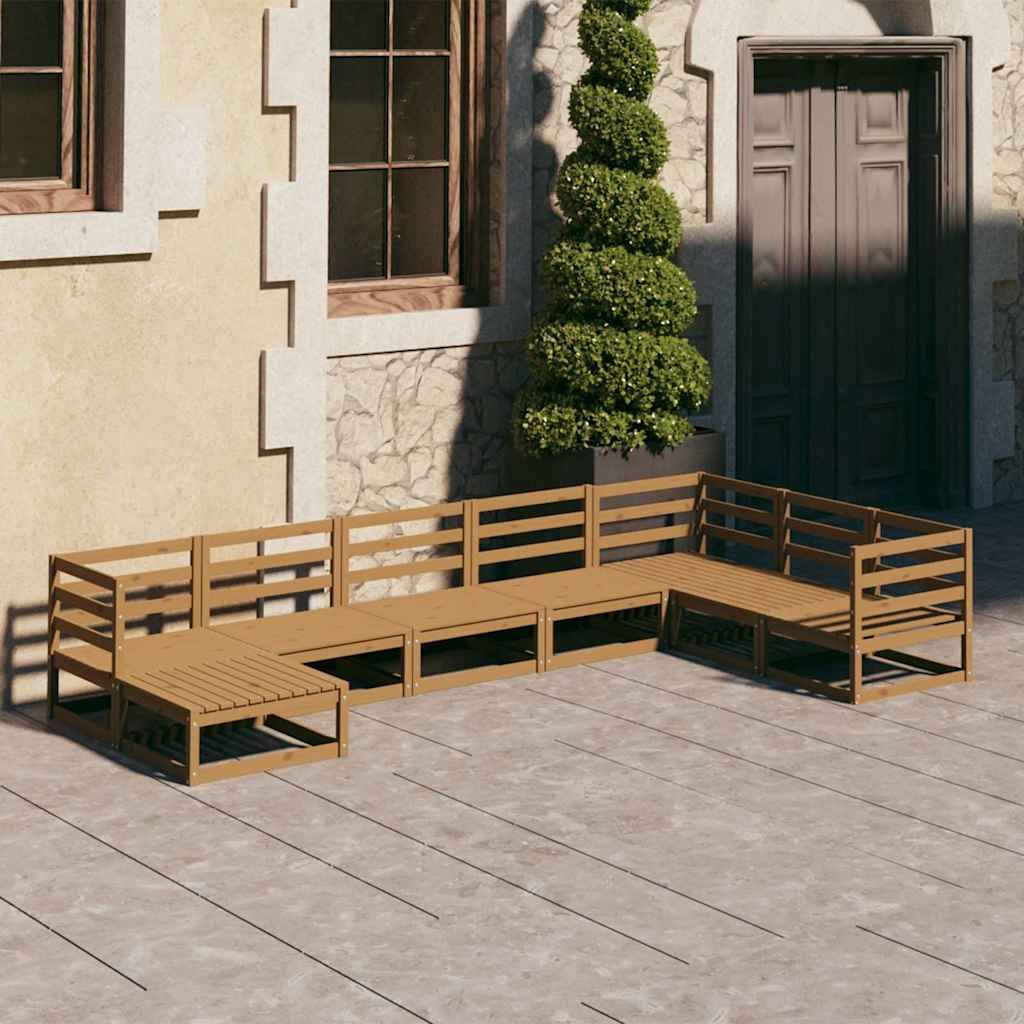 Set Salotto da Giardino 8pz Marrone Ambra Legno Massello Pino vidaXL