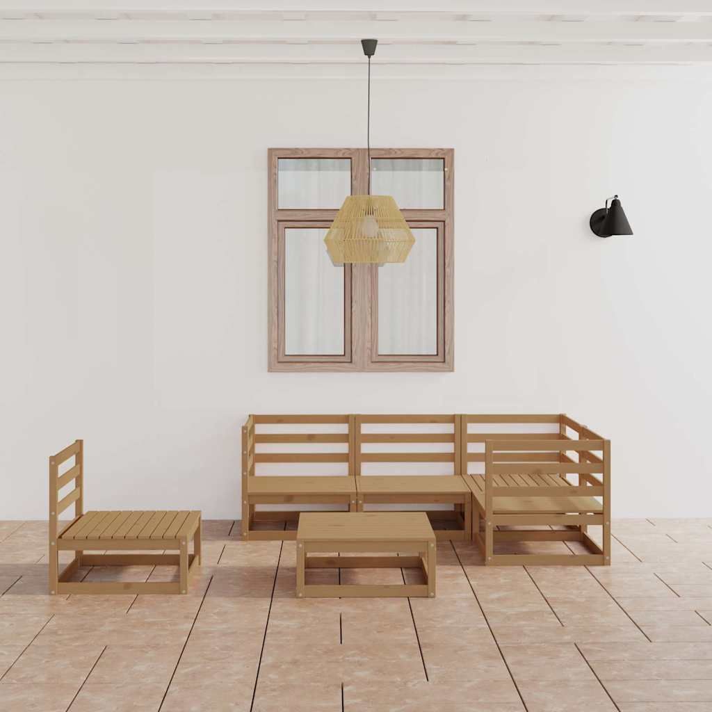 Set Salotto da Giardino 6pz Marrone Ambra Legno Massello Pino vidaXL