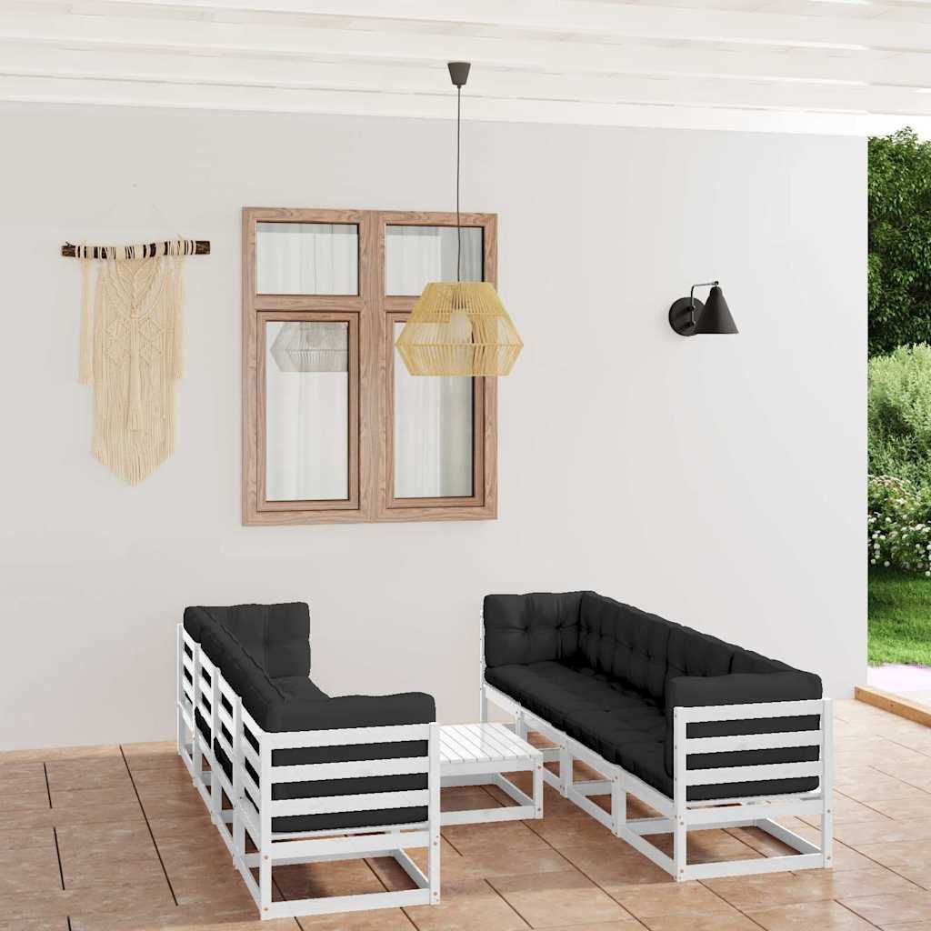 Set Divani da Giardino 9 pz con Cuscini Legno Massello di Pino vidaXL