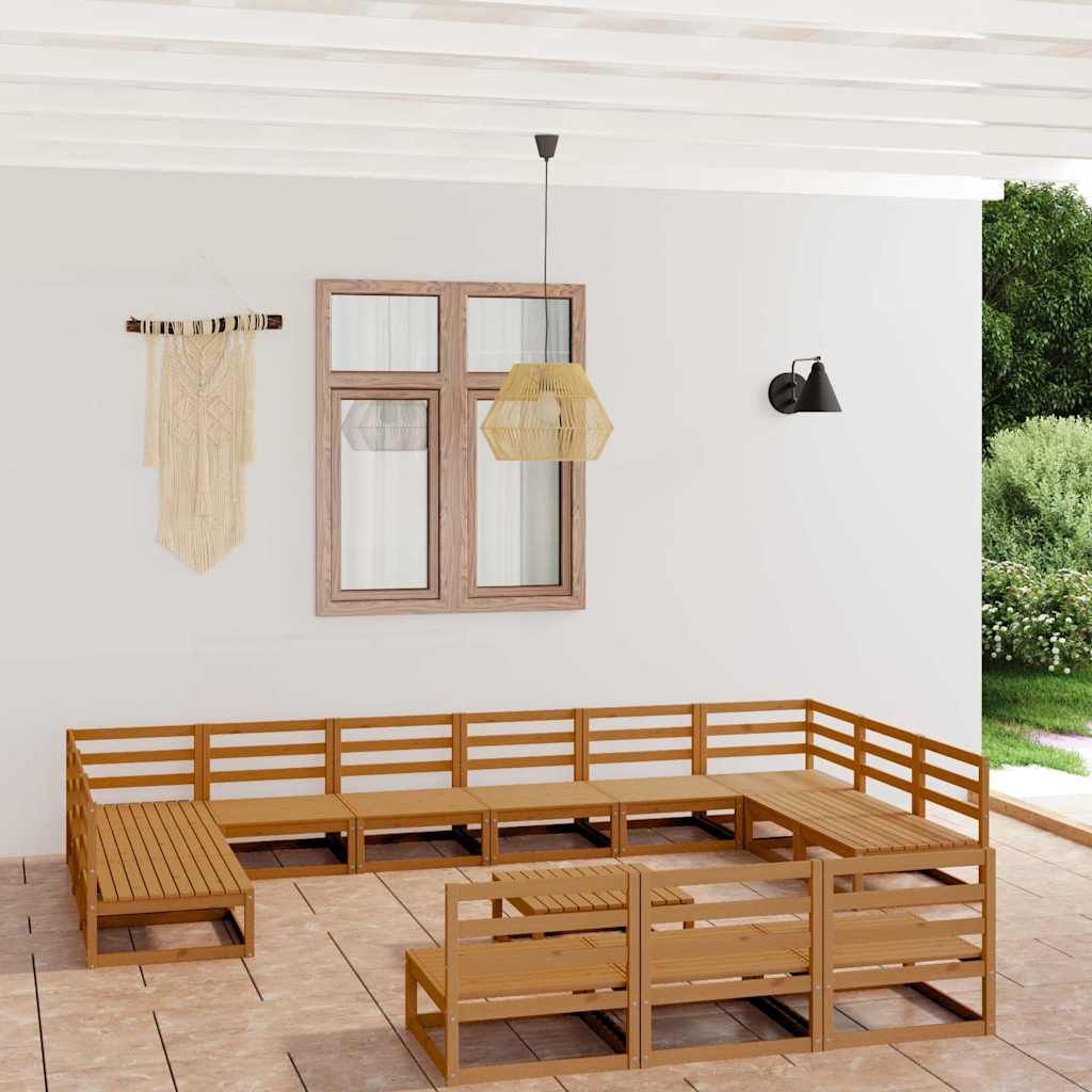 Set Divani da Giardino 14 pz in Legno Massello di Pino vidaXL