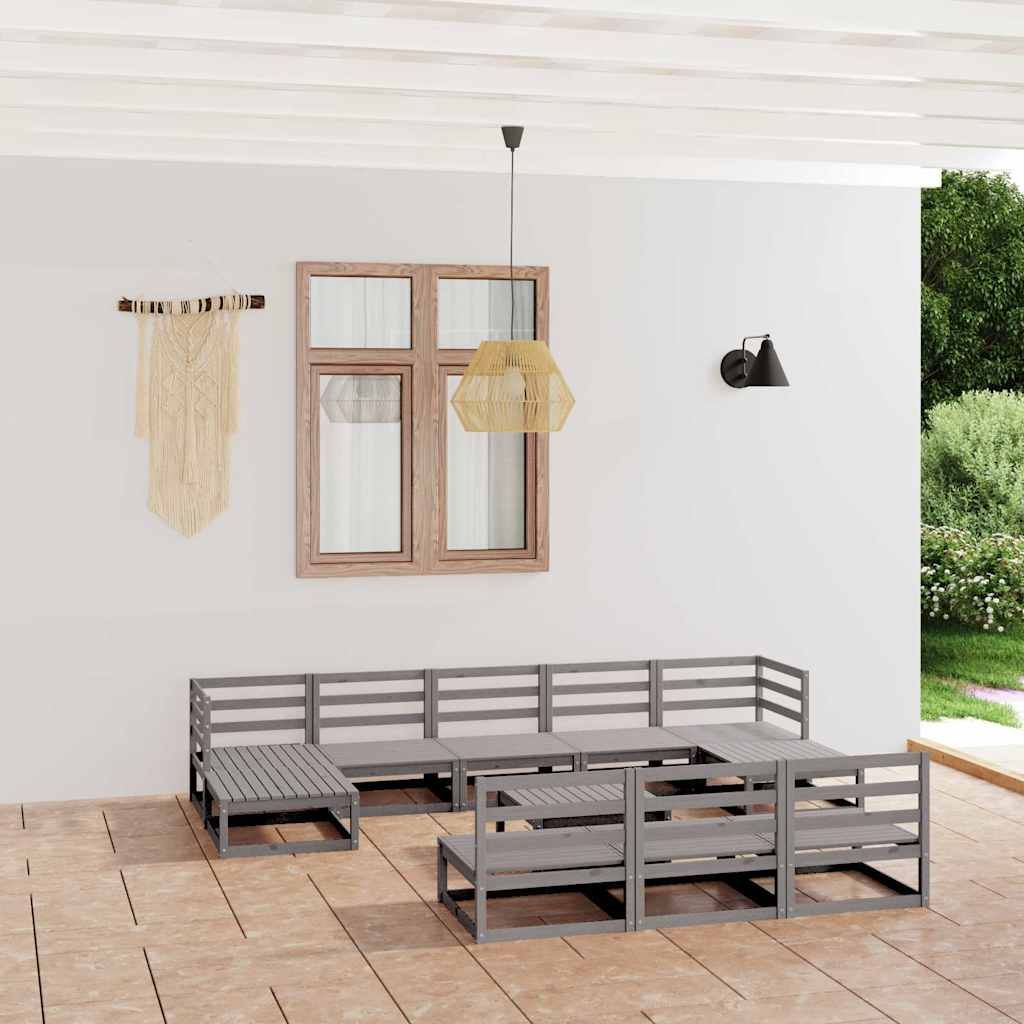 Set Divani da Giardino 11 pz in Legno Massello di Pino vidaXL